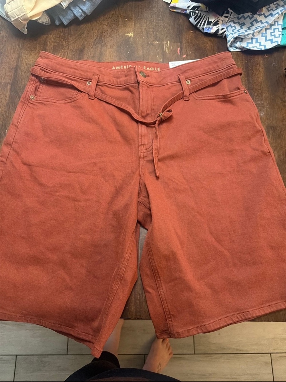 American Eagle Outfitters Men's Burnt Orange Flat Front Shorts